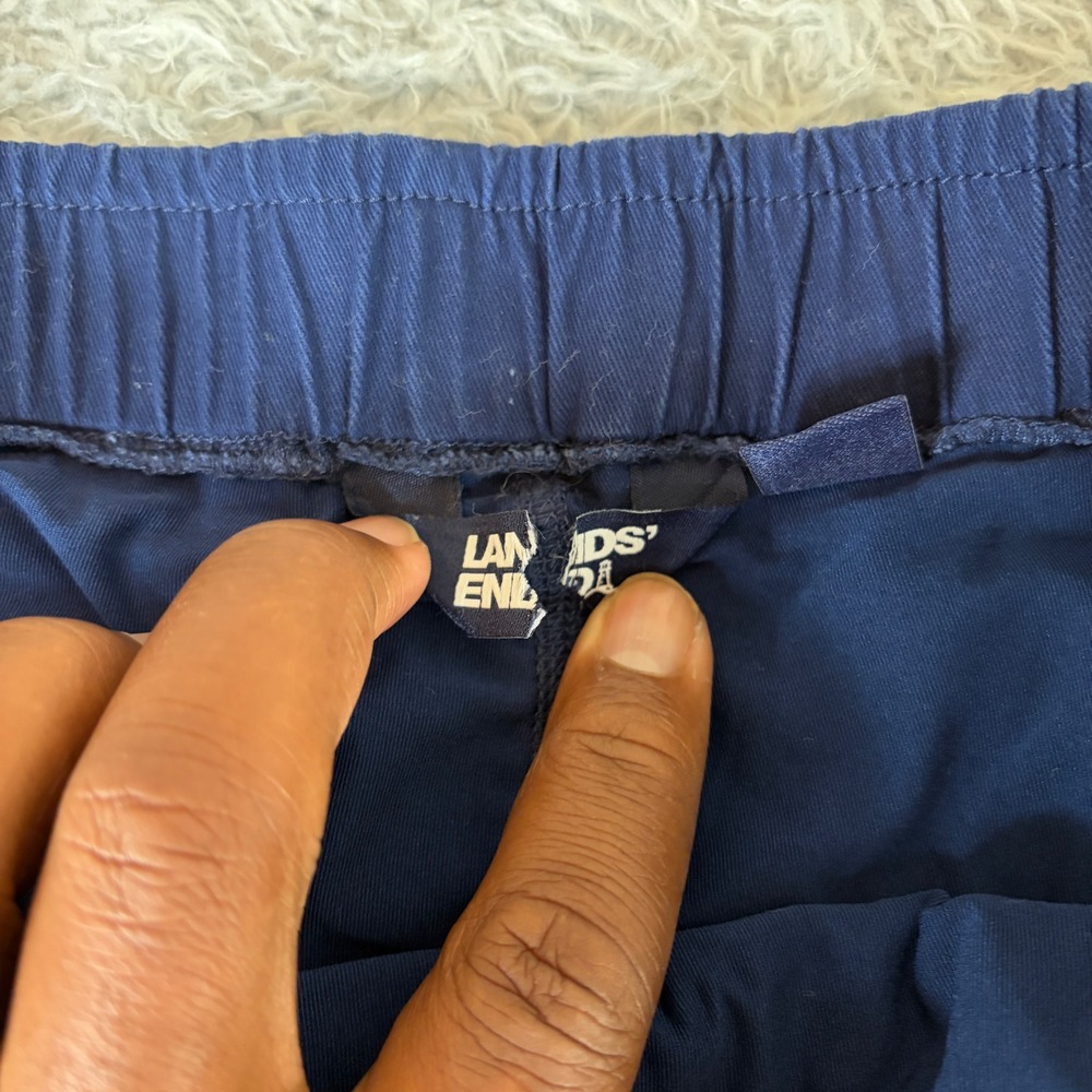 Lands End Navy Blue Pull On Skort Size 10 Cotton Blend Twill Mini Skirt Pockets - Picture 3 of 9